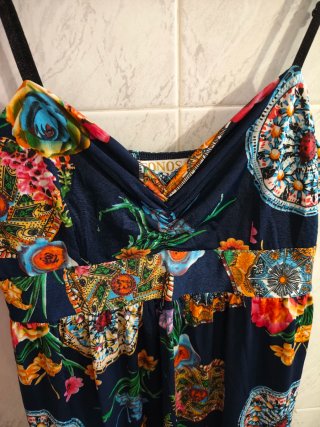 Vestido azul estampado tirantes verano