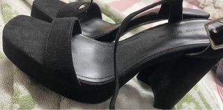 Sandalias tacón alto cuadrado negras talla