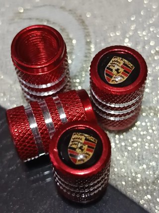 4 Tapas Válvulas Porsche Aluminio Rojo