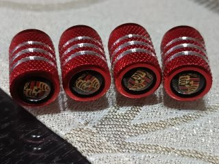 4 Tapas Válvulas Porsche Aluminio Rojo