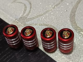 4 Tapas Válvulas Porsche Aluminio Rojo