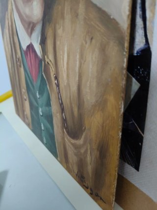 Cuadro Oleo sobre tablex de retrato hombre