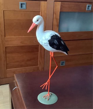 Cigüeña decorativa blanca y negra