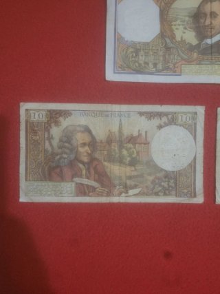 Billetes antiguos Francia 100 y 10 Francos