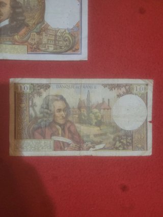Billetes antiguos Francia 100 y 10 Francos