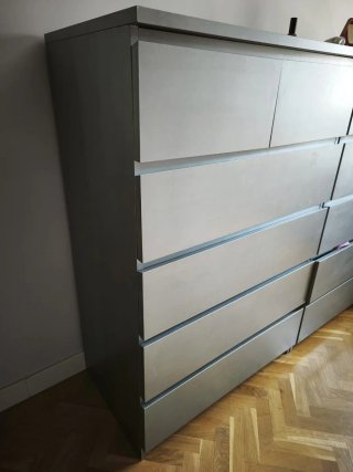 2 Cómodas Malm (ikea) 6 cajones plateadas