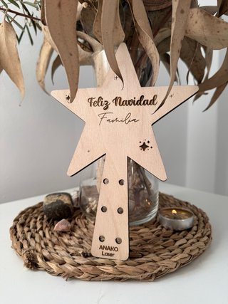 Estrella Árbol Navidad Madera