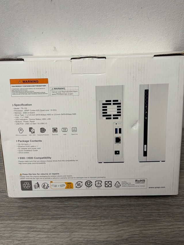 Qnap TS-133 - Server Nas - Sata 6gb/s - Ram 2 gb