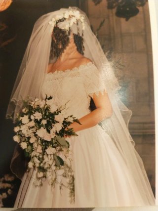 Vestido de Novia Blanco Encaje y Satén