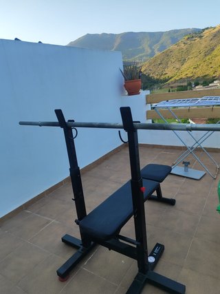 KIT PESAS, MANCUERNAS Y BANCA PLEGABLE