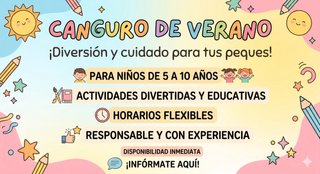 Niñera de verano| niños/as de 5 a 10 años