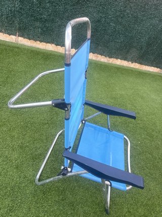 Silla Playa Plegable Azul y Plata