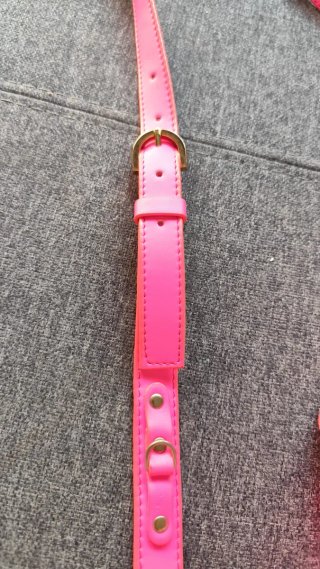 Bolso rosa con corazón dorado, interior decorado
