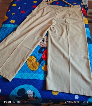 Pantalón vestir pierna ancha beige talla 4XL