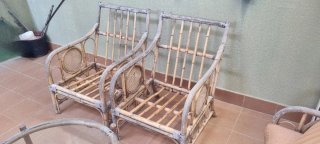Conjunto Exterior Bambú: 2 Sillones + Sofá