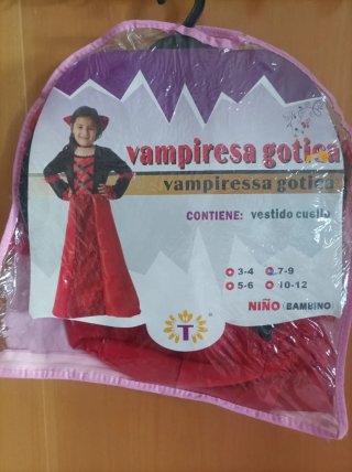 Disfraz Vampiresa Gótica Niña Talla 7-9