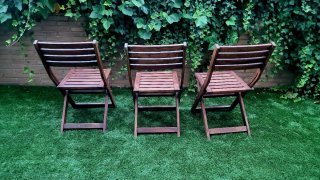 Pack 3 Sillas Madera Exterior IKEA Applaro.