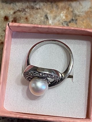 Anello Argento 925 con Perla di fiume Vintage