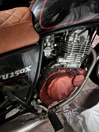 Suzuki TU250X Moto Naked Negra y Marrón