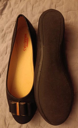 Bailarinas MARIELLA'S Negras con Lazo Dorado