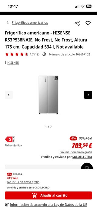 Frigorífico Americano Hisense