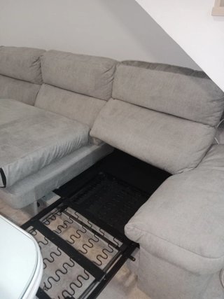 Sofá cherlong tela beige/gris