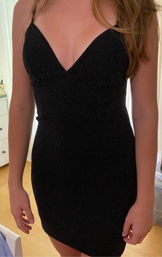 Vestido mini negro brillo noches verano
