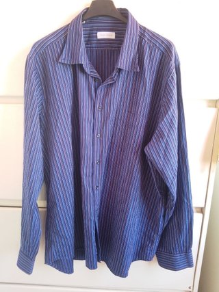 Camicia Philo Vance Uomo Slim Cotone Blu righe