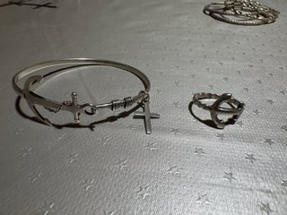 Conjunto Pulsera y Anillo Ancla Cruz