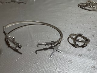 Conjunto Pulsera y Anillo Ancla Cruz