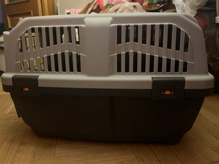 Transportín perro/gato gris y blanco