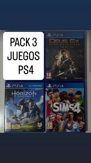 Pack 3 Juegos PS4: Deus Ex, Horizon, Simps