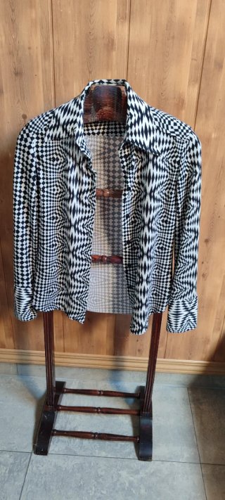 CAMISA ZARA MUJER DIBUJO GEOMÉTRICOS BLANCO NEGRO
