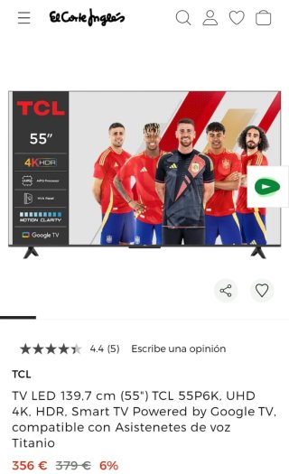 Televisión TCL 55 4K HDR Google TV