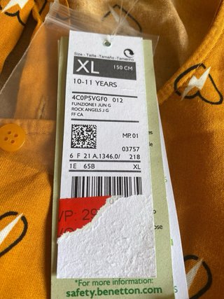 Vestido Benetton Viscosa Corazones Talla XS