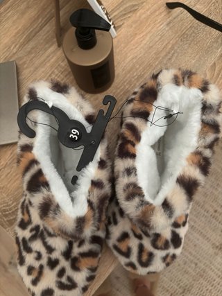 Zapatillas de casa peludas leopardo T39
