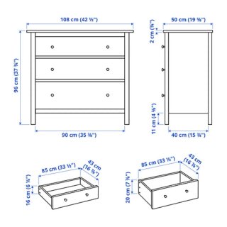 Cómoda IKEA HEMNES 3 cajones negro-marrón