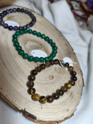 Pack 3 Pulseras: Ojo de Tigre, Malaquita y Amatist