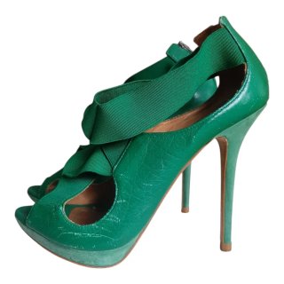 Sandalias verdes tacón plataforma 38