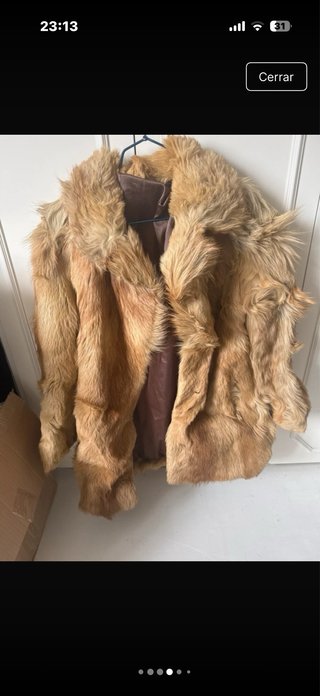 Abrigo de pelo beige/marrón talla S/M
