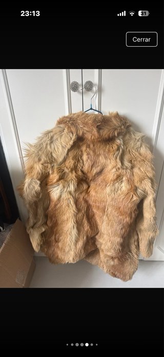 Abrigo de pelo beige/marrón talla S/M