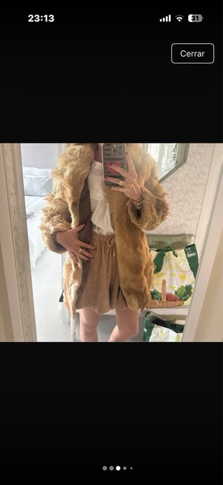 Abrigo de pelo beige/marrón talla S/M