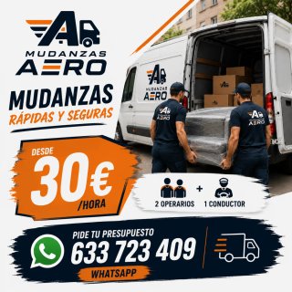 Mudanzas desde 30€/h (2 Operarios + Conductor)