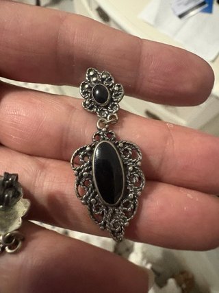 Pendientes Vintage Plata Ley Negro