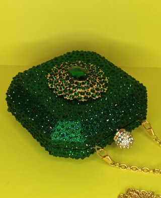 Bolso Clutch Joya Verde y Dorado