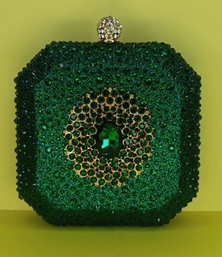 Bolso Clutch Joya Verde y Dorado