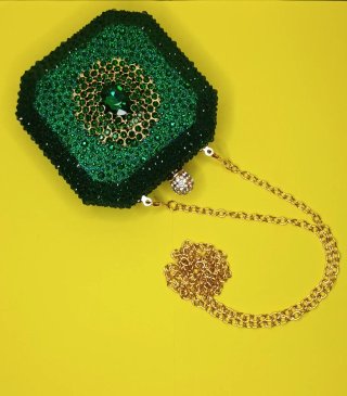 Bolso Clutch Joya Verde y Dorado