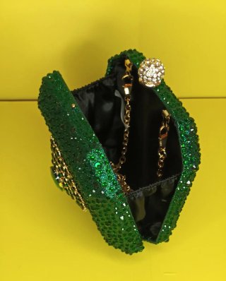 Bolso Clutch Joya Verde y Dorado
