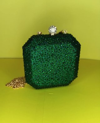 Bolso Clutch Joya Verde y Dorado