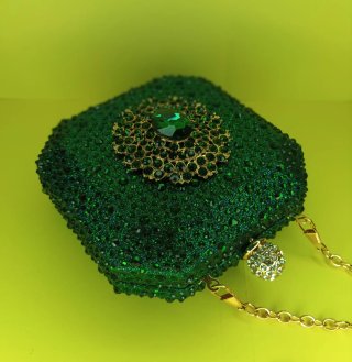 Bolso Clutch Joya Verde y Dorado